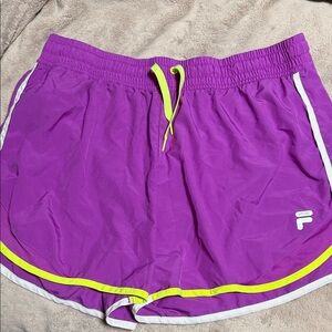FILA Women's Vibrant Purple and Yellow Athletic Shorts